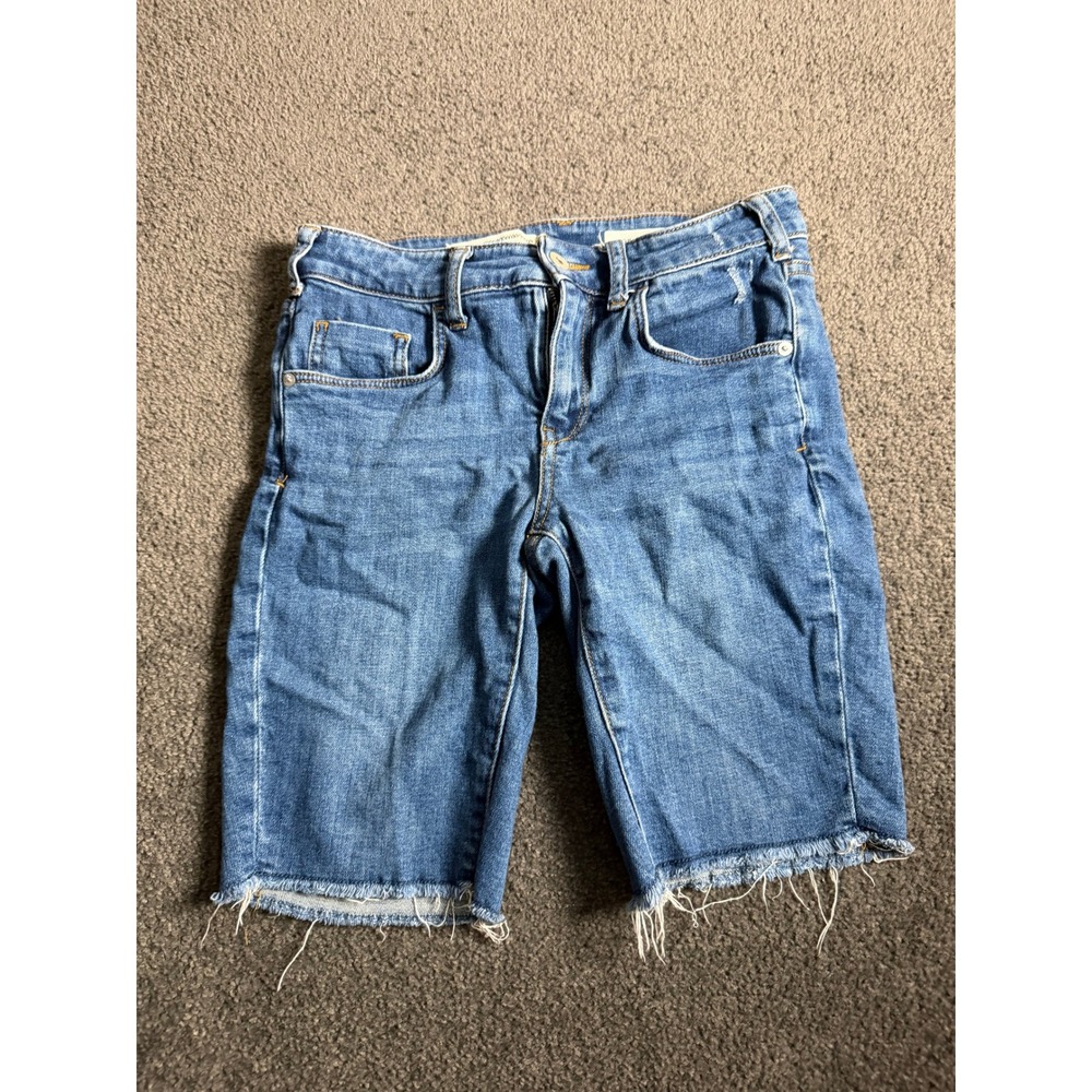 Pilcro and the Letterpress Anthropologie High Rise Slim Denim Shorts Blue 26